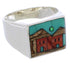 Multicolor Silver Native American Design Ring Size 11-3/4 EX42407